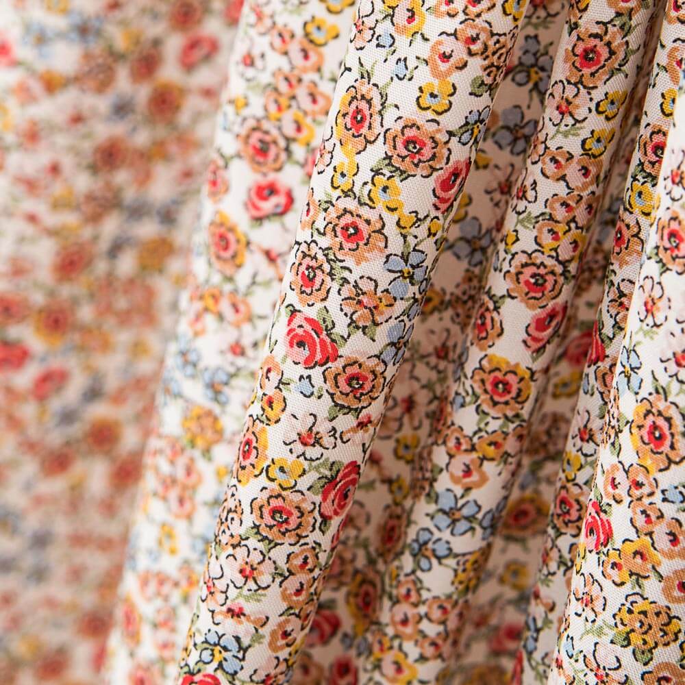 Popeline Viscose Fleur Marron - Ribes y Casals