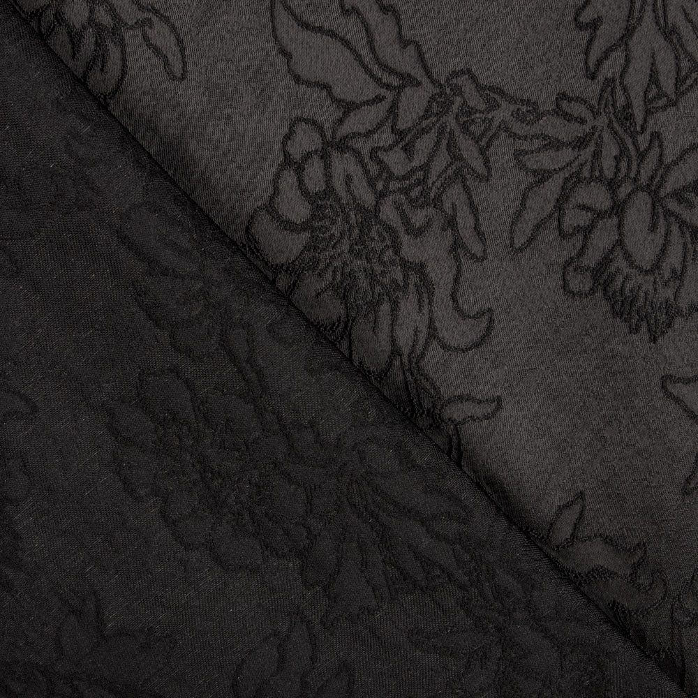 Tissu Brocart Fleur Noir - Ribes y Casals
