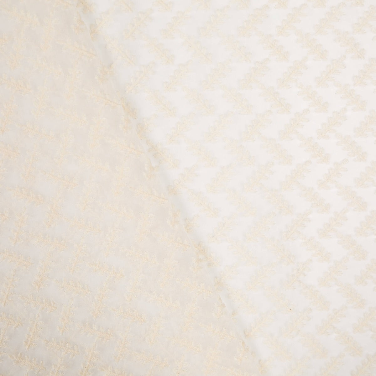 Gaze Polyester Broderie Branches Ecru - Ribes y Casals