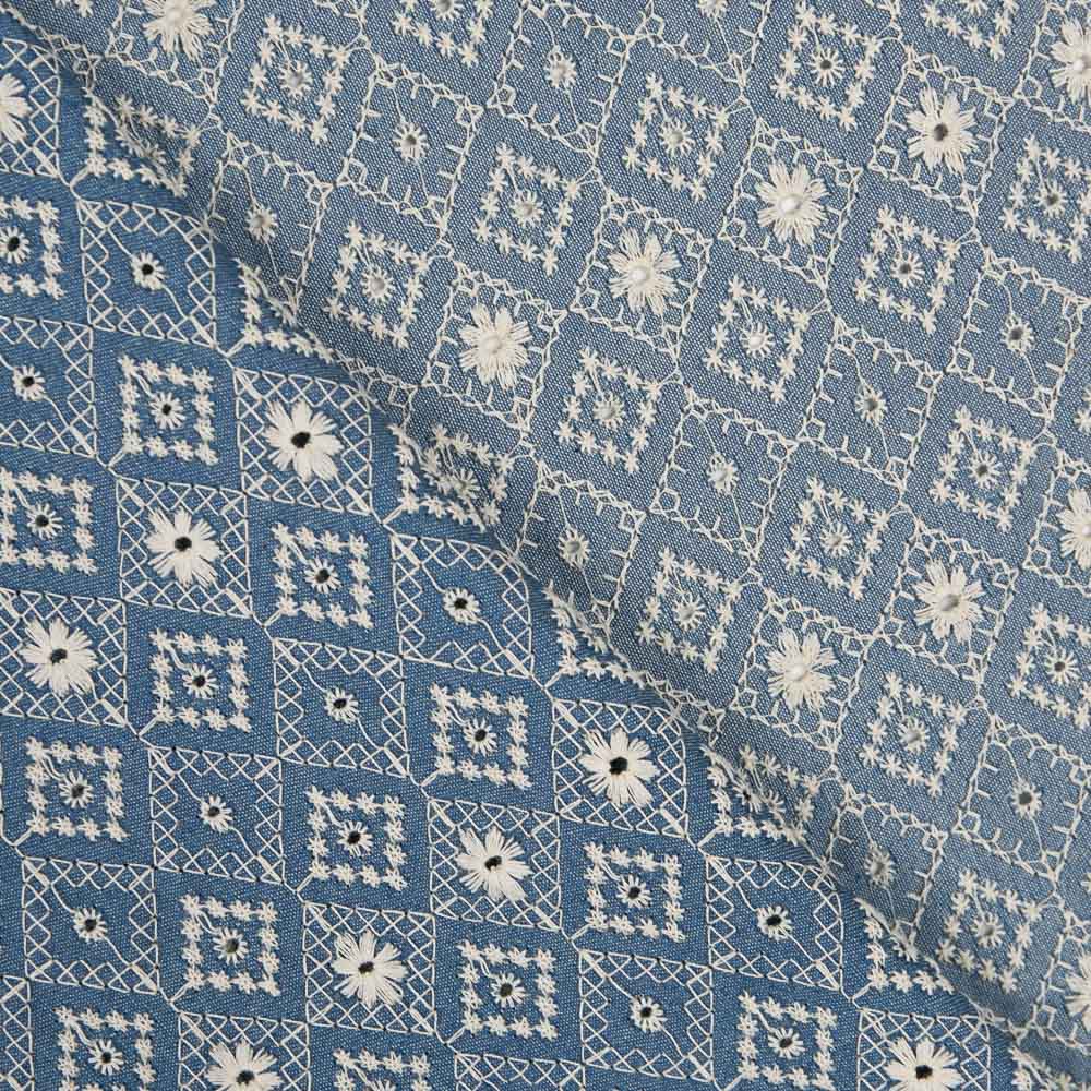 Coton Denim Broderie Mosaïque - Ribes y Casals