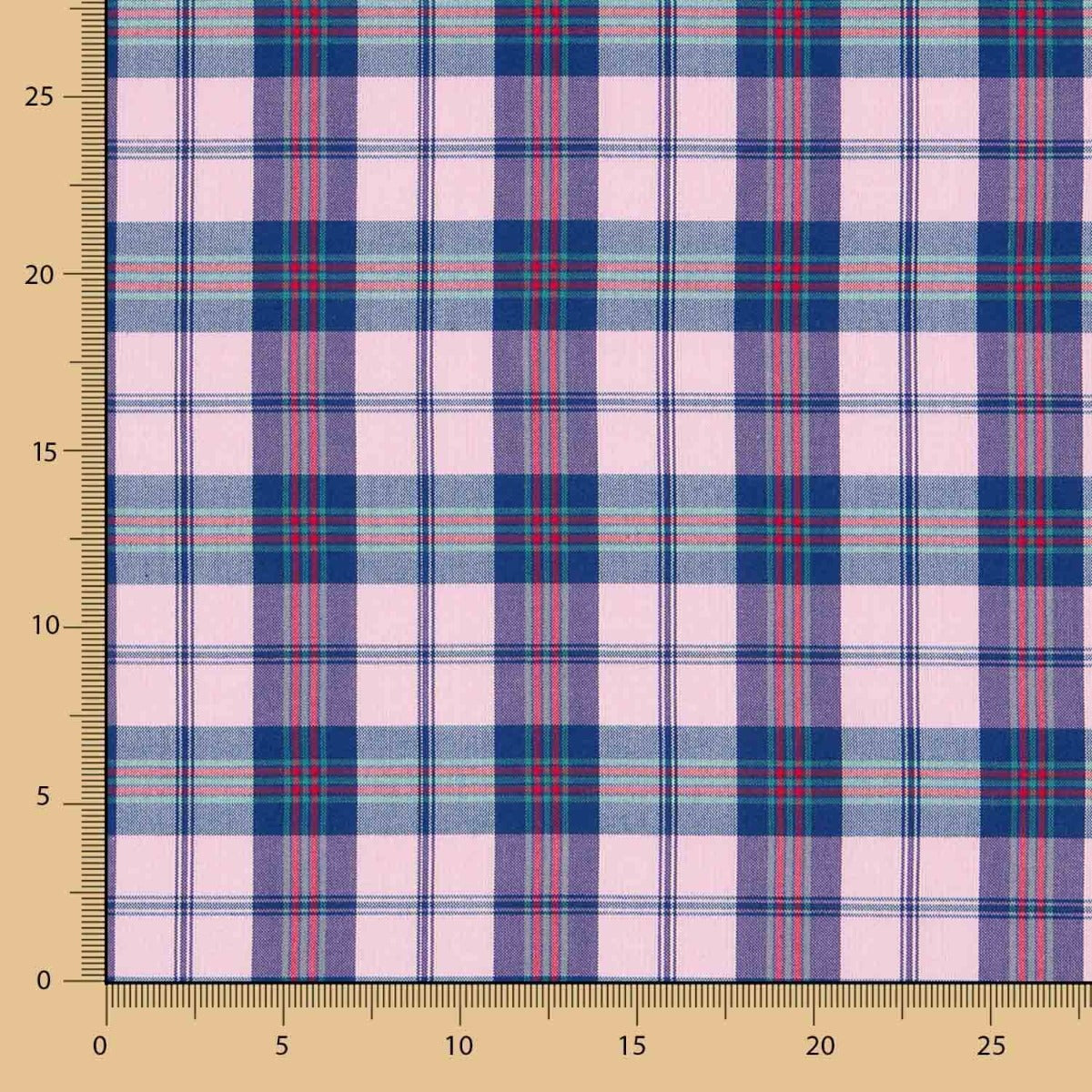 Sergé Carreaux Bleu Rose - Ribes y Casals