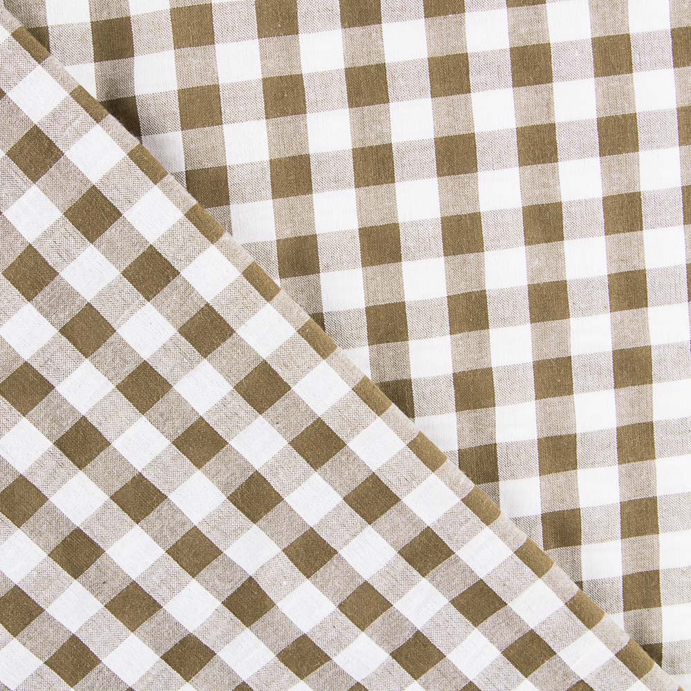 Seersucker Carreaux Maxi Kaki - Ribes y Casals