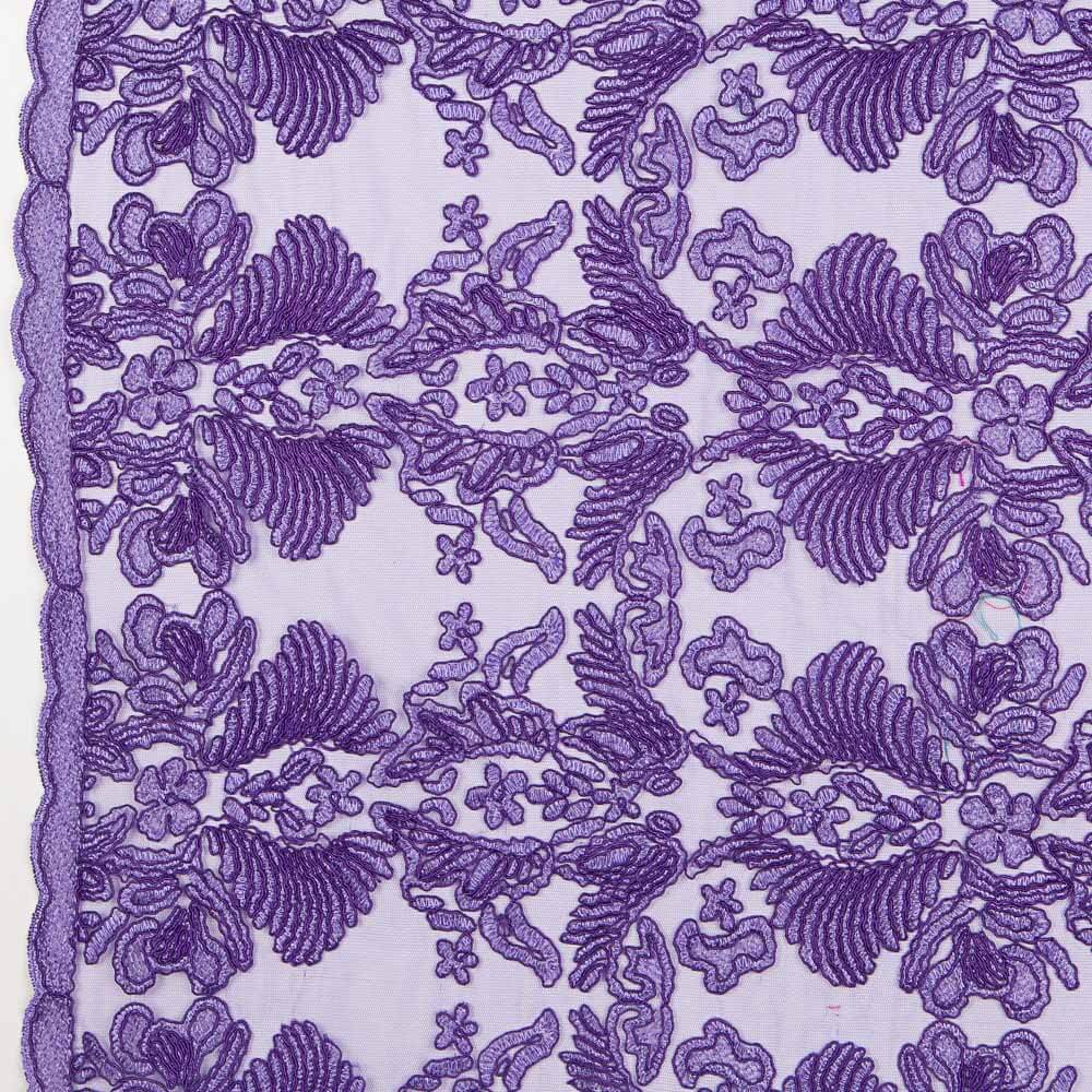 Dentelle Feuille Rebrodée Lila - Ribes y Casals