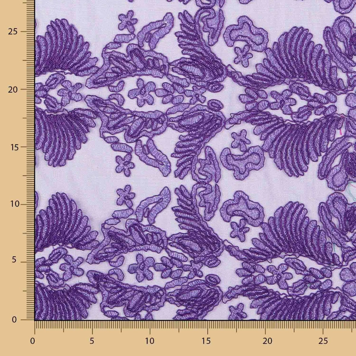 Dentelle Feuille Rebrodée Lila - Ribes y Casals