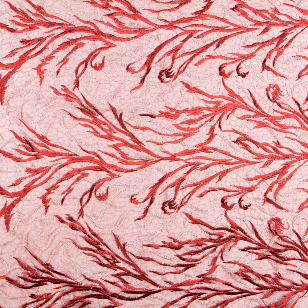 Tissu Dentelle Branches Rouge - Ribes y Casals