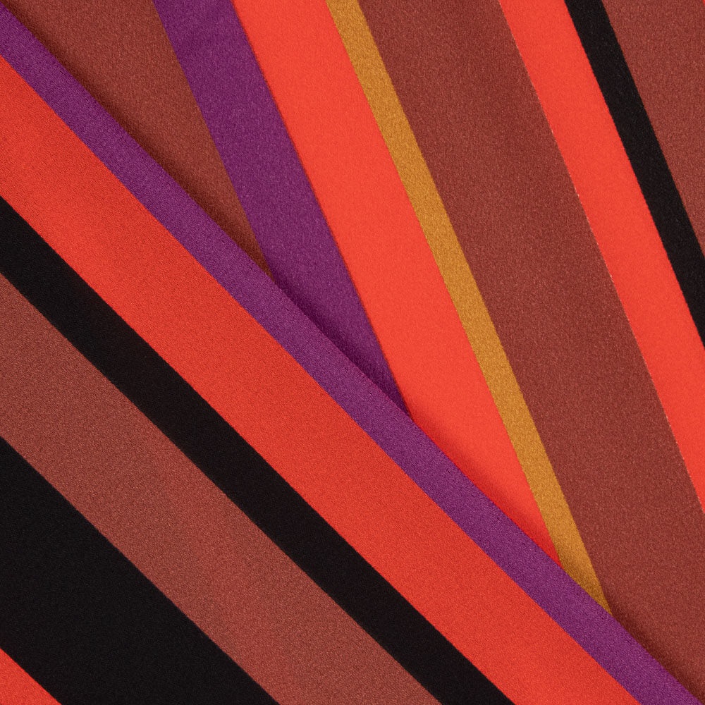 Georgette Imprimé Rayures Fuchsia - Ribes y Casals