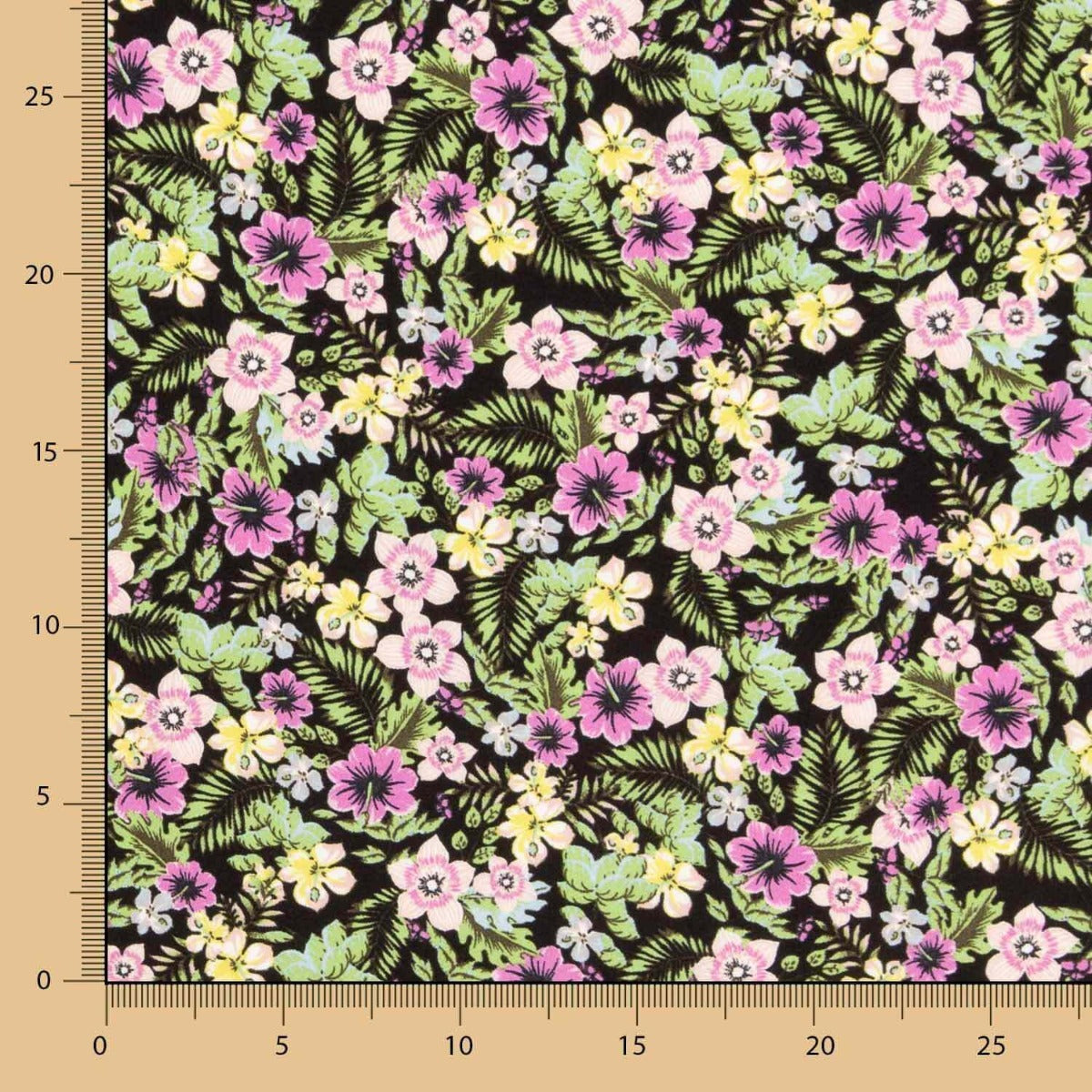 Crêpe Polyester Fleuri Rose - Ribes y Casals