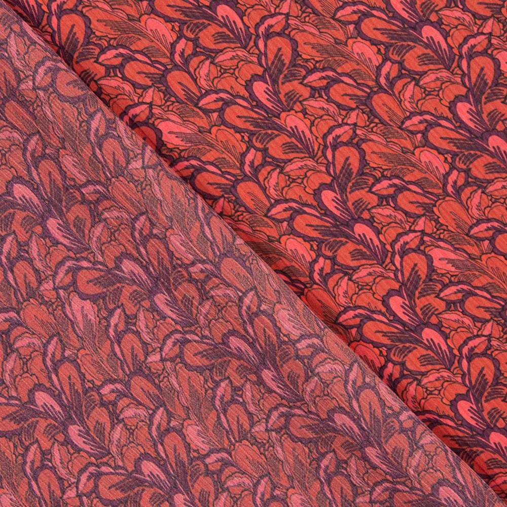 Satin imprimé fleuri rouge - Ribes y Casals