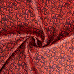 Satin imprimé fleuri rouge - Ribes y Casals