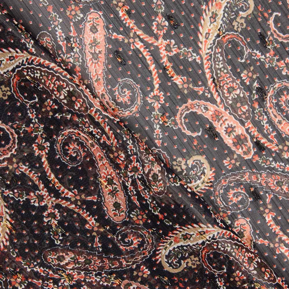 Mousseline Pasiley noire à pois - Ribes y Casals