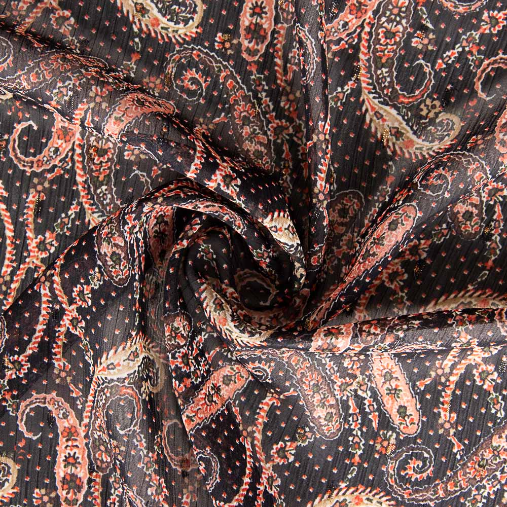 Mousseline Pasiley noire à pois - Ribes y Casals