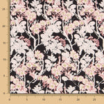 Sergé Spandex Fleur Fond Noir - Ribes y Casals