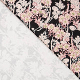 Sergé Spandex Fleur Fond Noir - Ribes y Casals