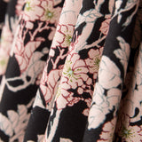 Sergé Spandex Fleur Fond Noir - Ribes y Casals