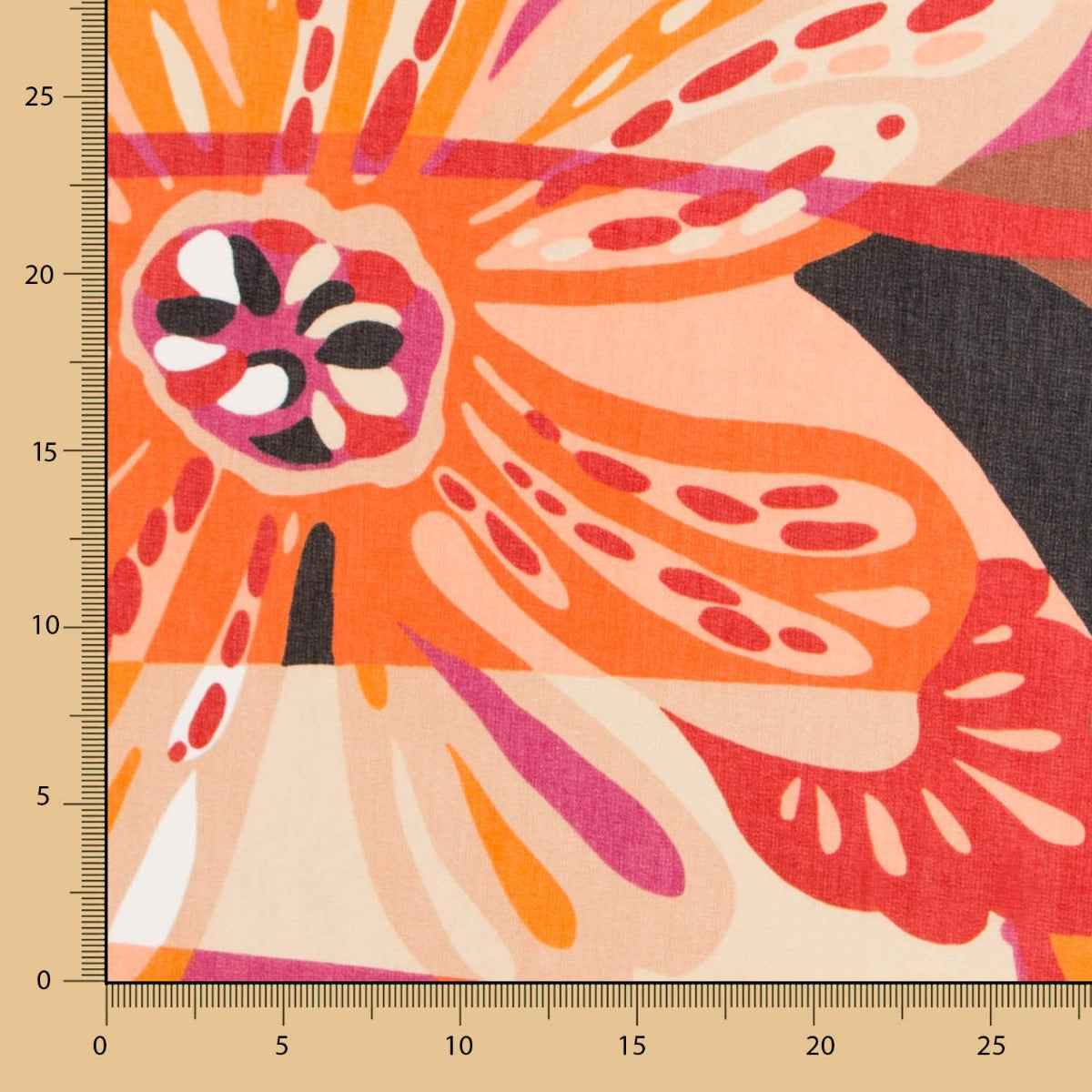 Tissu Mousseline Polyester Maxifleur Orange - Ribes y Casals