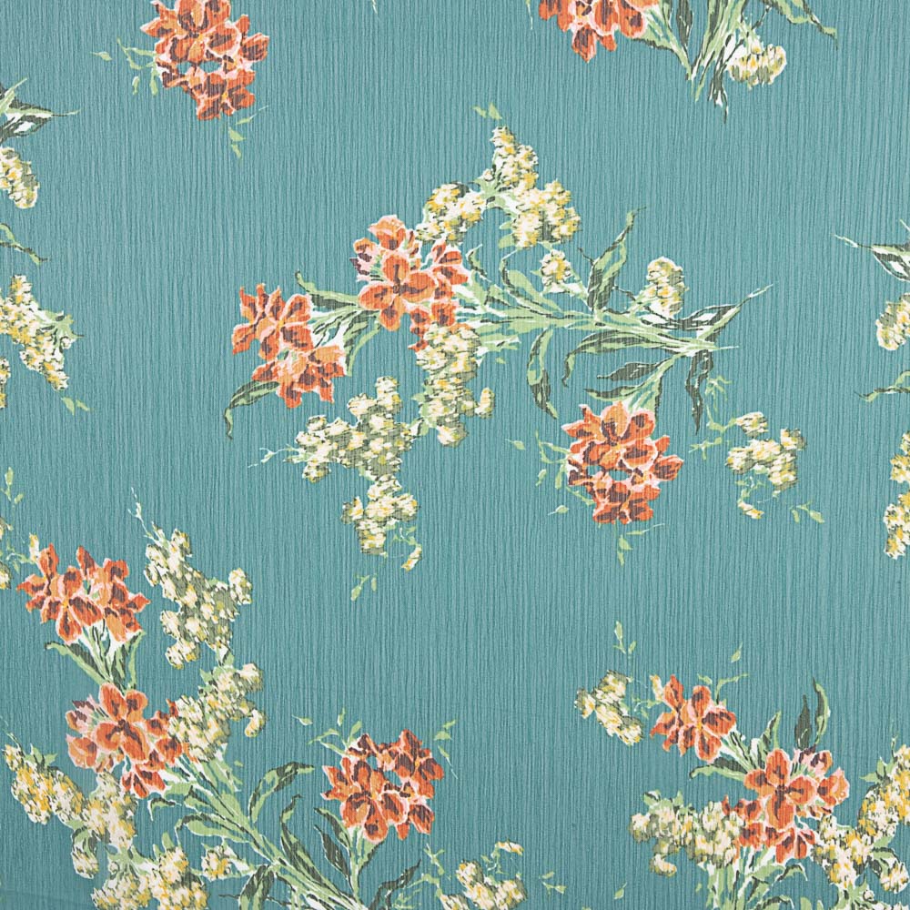 Gasa Poliéster Flor Verde Botella - Ribes y Casals