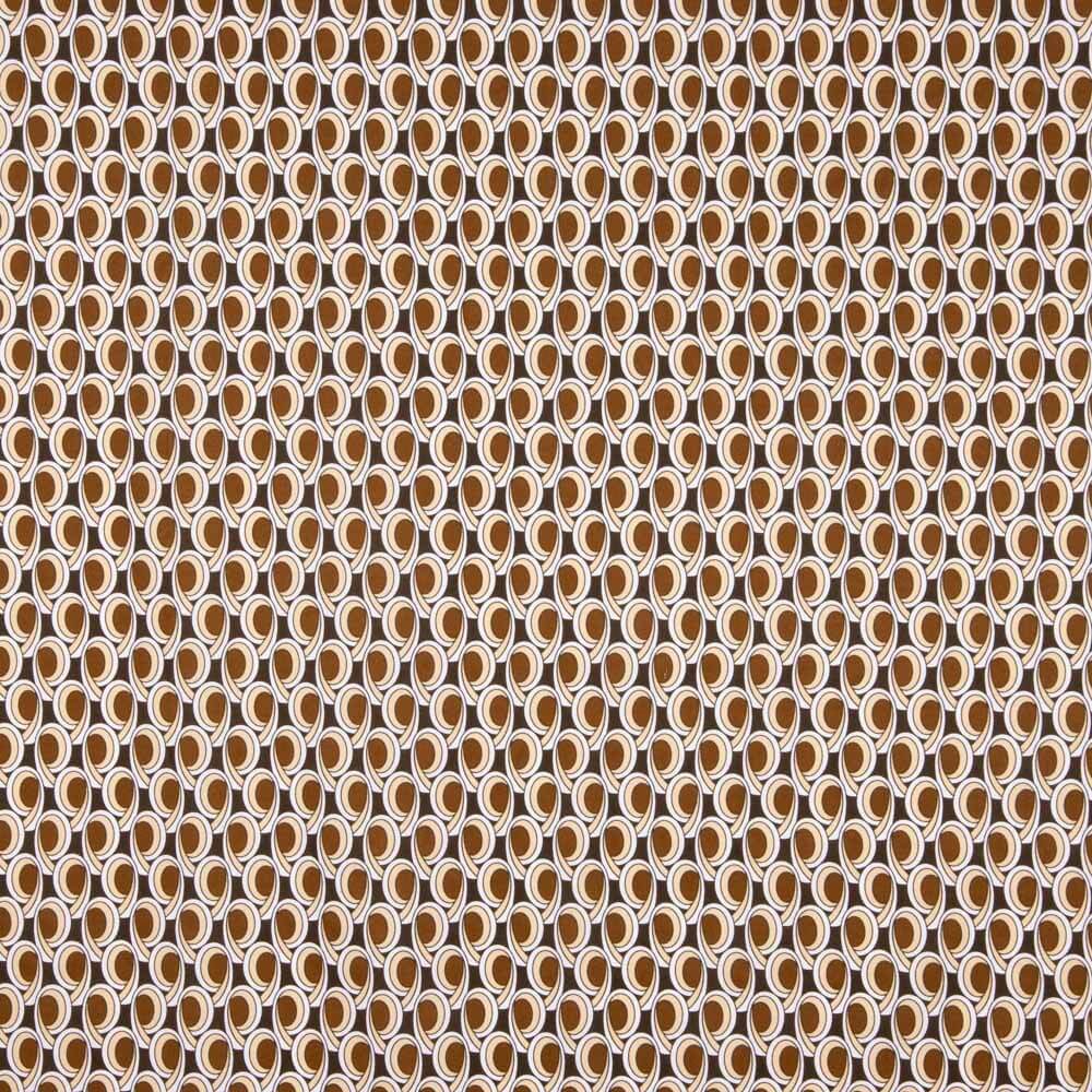 Popeline de Coton Géométrique Marron - Ribes y Casals