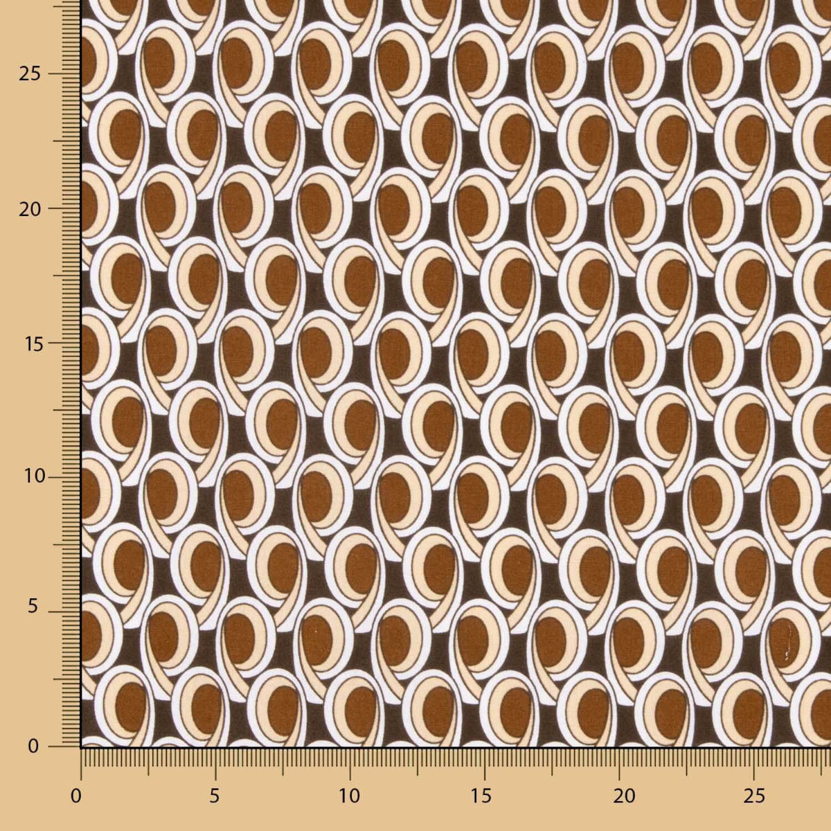 Popeline de Coton Géométrique Marron - Ribes y Casals