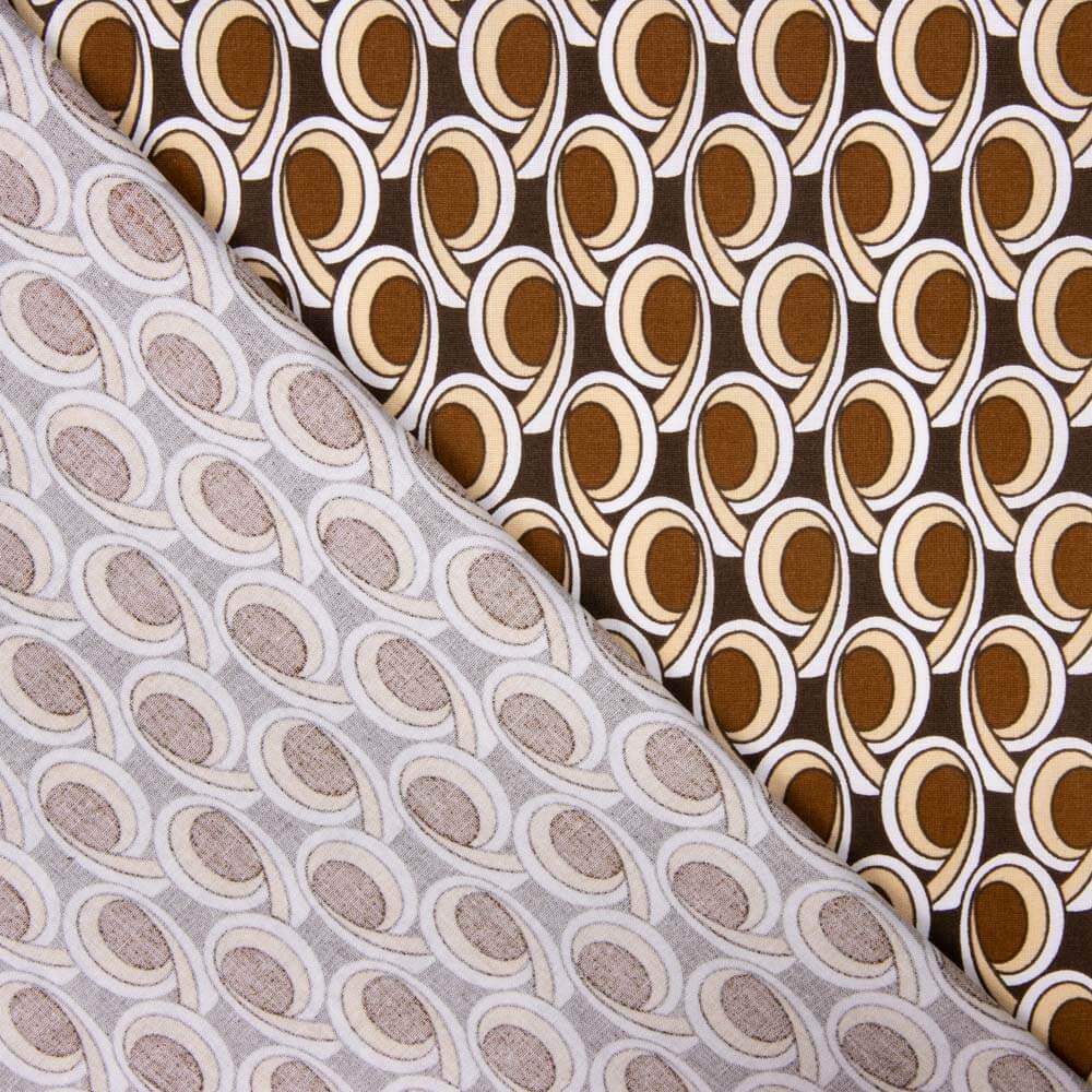 Popeline de Coton Géométrique Marron - Ribes y Casals