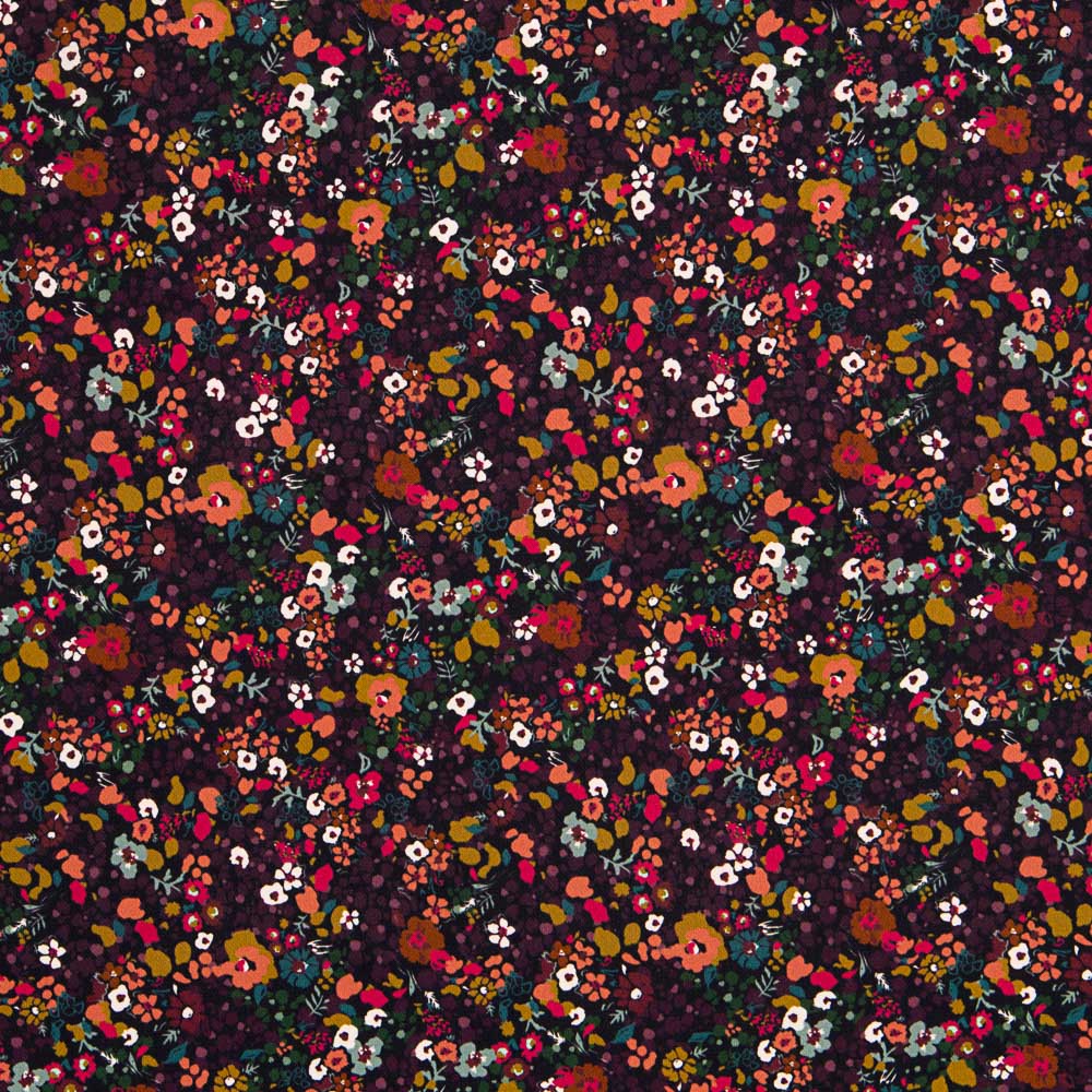 Tissu Georgette Jardin Grenat - Ribes y Casals