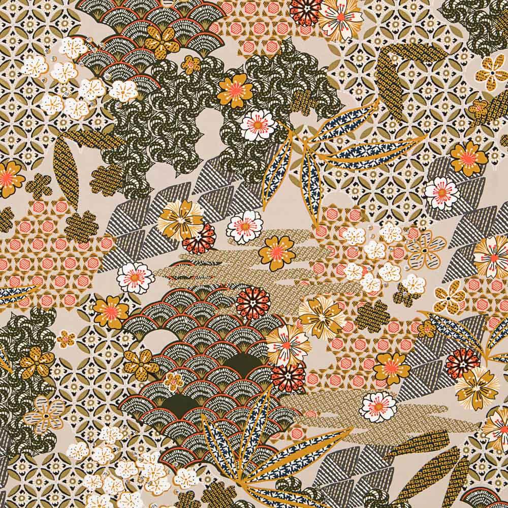 Popeline Viscose Patch Beige - Ribes y Casals