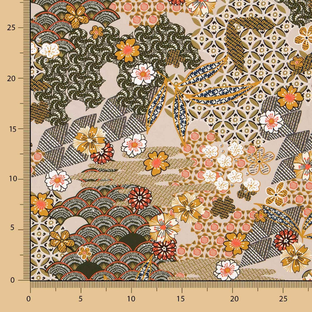 Popeline Viscose Patch Beige - Ribes y Casals