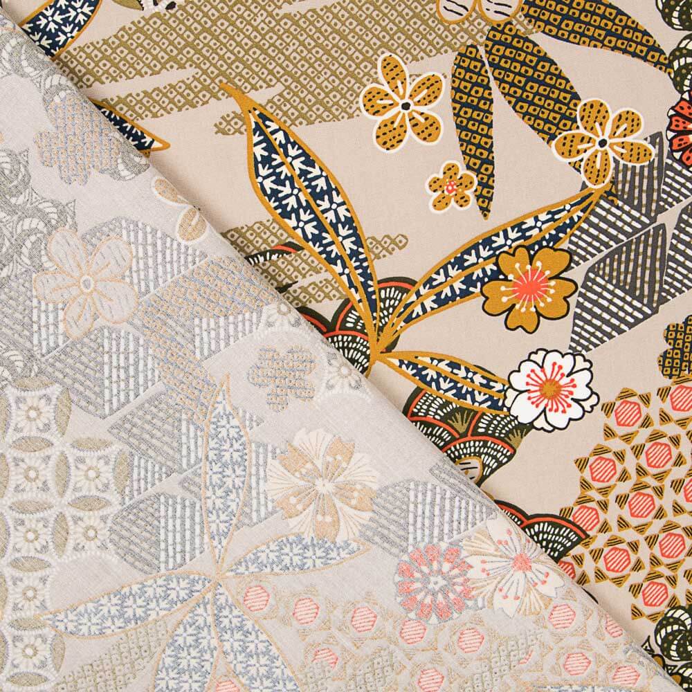 Popeline Viscose Patch Beige - Ribes y Casals