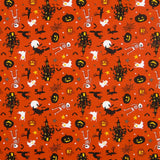 Popeline Oeko-Tex® Halloween Squelette Orange - Ribes y Casals