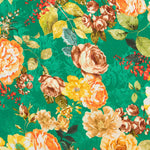Satin Jacquard Floral Vert - Ribes y Casals