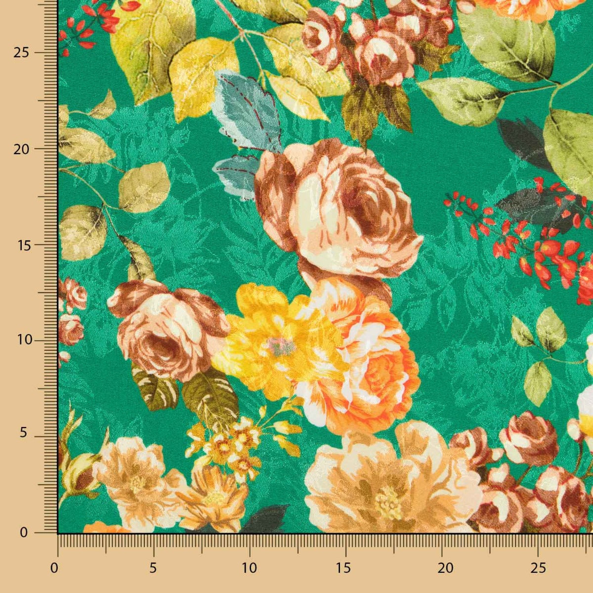 Satin Jacquard Floral Vert - Ribes y Casals