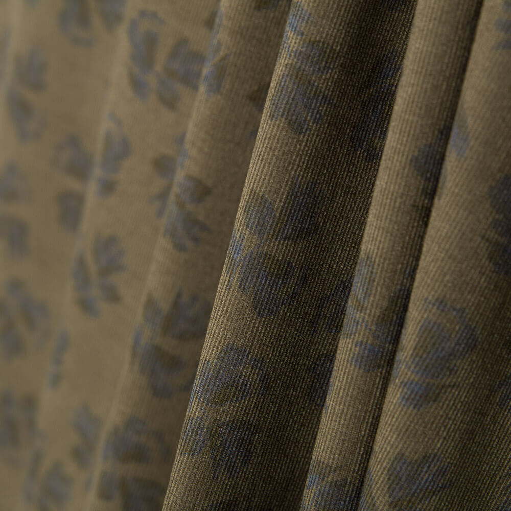 Panne Coton Fleurs Kaki - Ribes y Casals