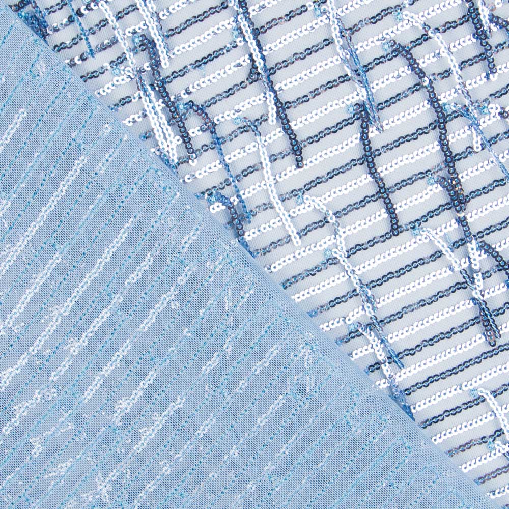 Tissu Paillettes Franges Bleu - Ribes y Casals