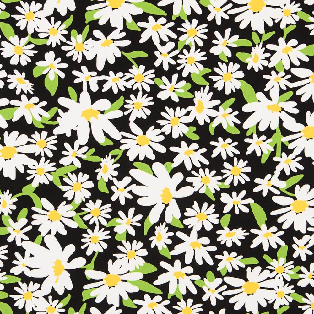 Viscose Marguerites Fond Noir - Ribes y Casals