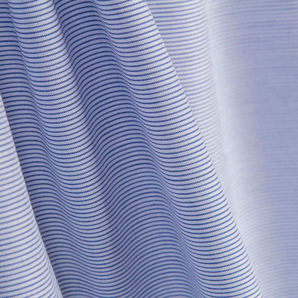 Popeline Spandex Coton Rayures Bleu - Ribes y Casals