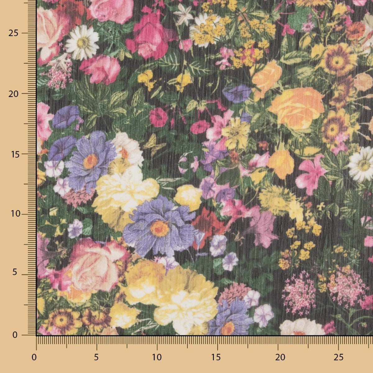 Mousseline Polyester Floral Noir - Ribes y Casals