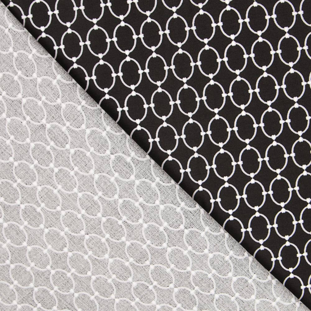 Popeline Viscose Chaînes Noir - Ribes y Casals