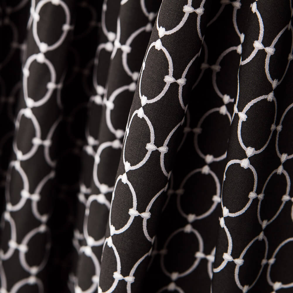 Popeline Viscose Chaînes Noir - Ribes y Casals