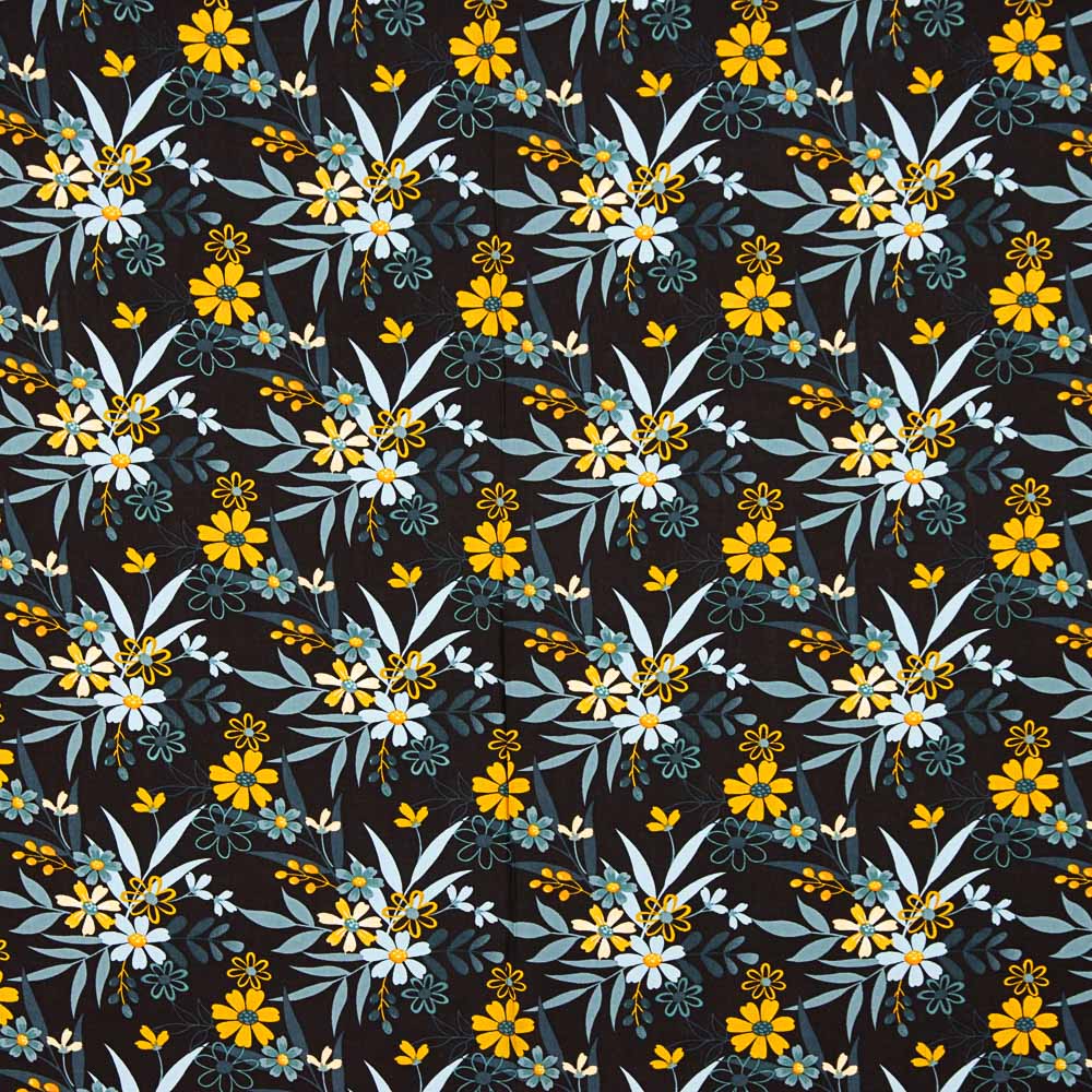 Tissu Viscose Jaune Marguerites - Ribes y Casals