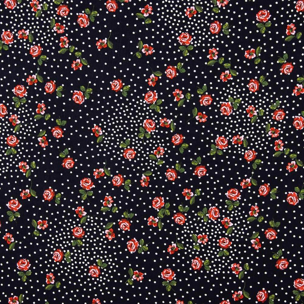 Crêpe Viscose Rosette Pois Rouge - Ribes y Casals