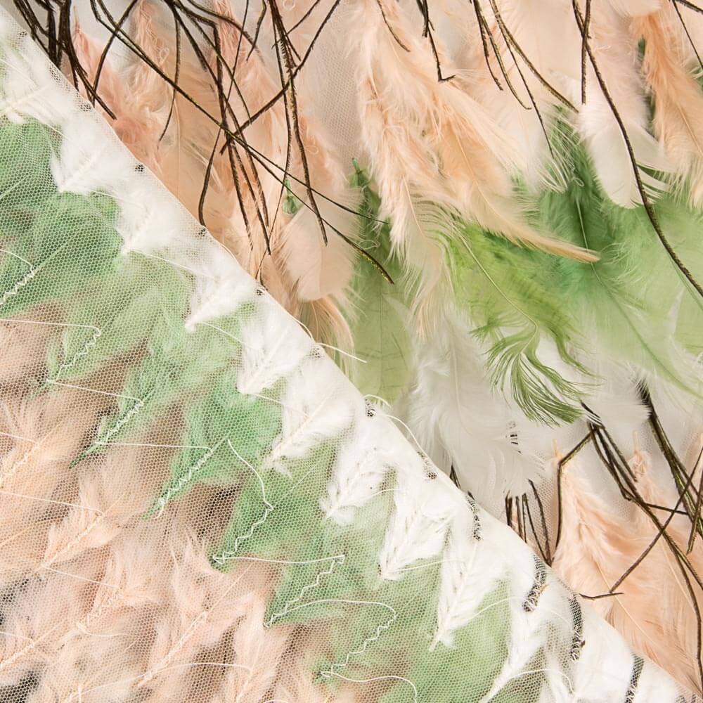 Tela Plumas Bayadera Verde - Ribes y Casals