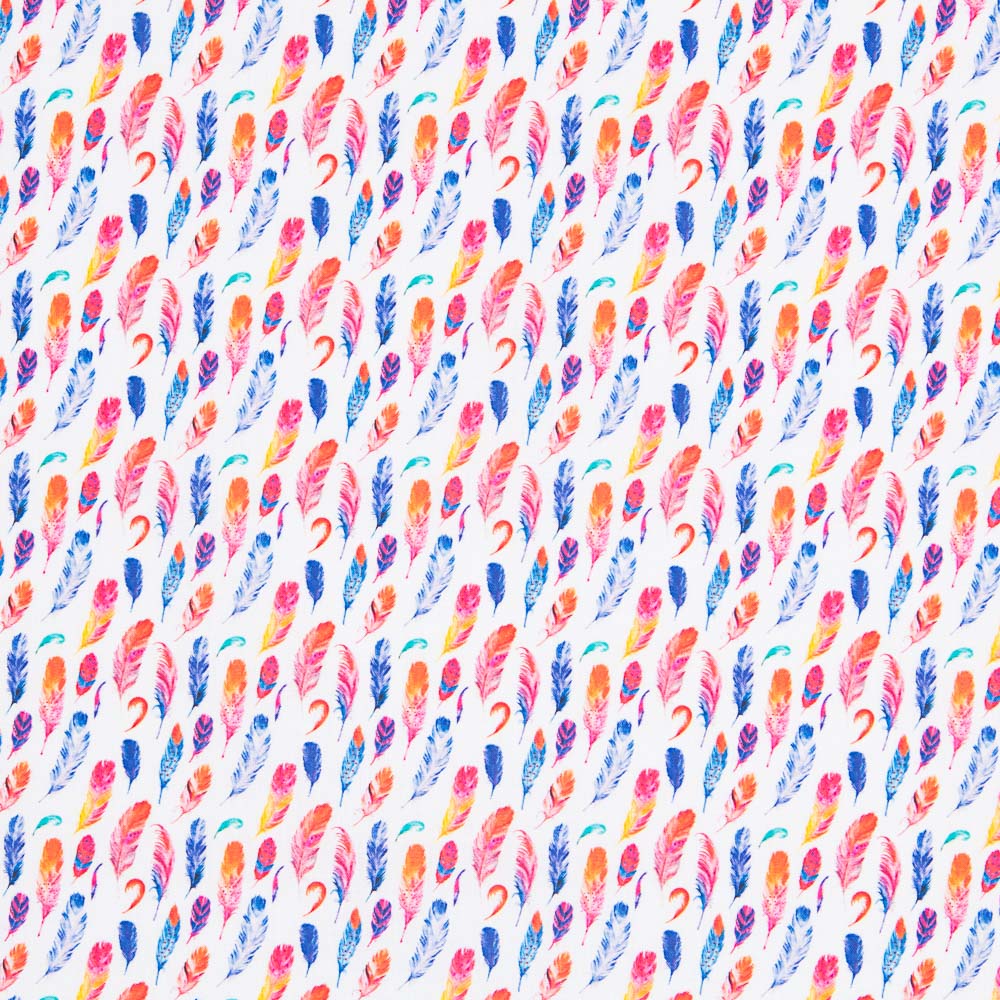 Popeline Coton Fuchsia Plumes - Ribes y Casals