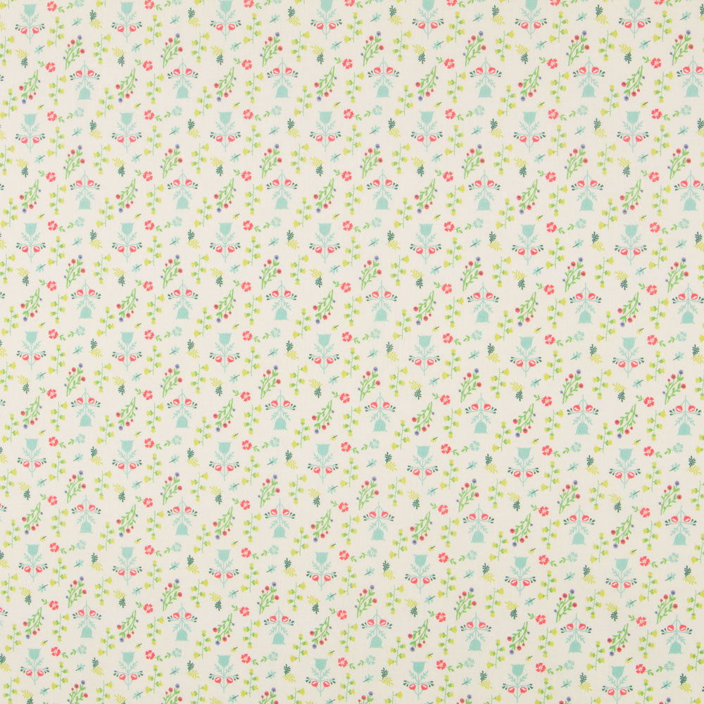 Coton Popeline Bouquets Vert - Ribes y Casals