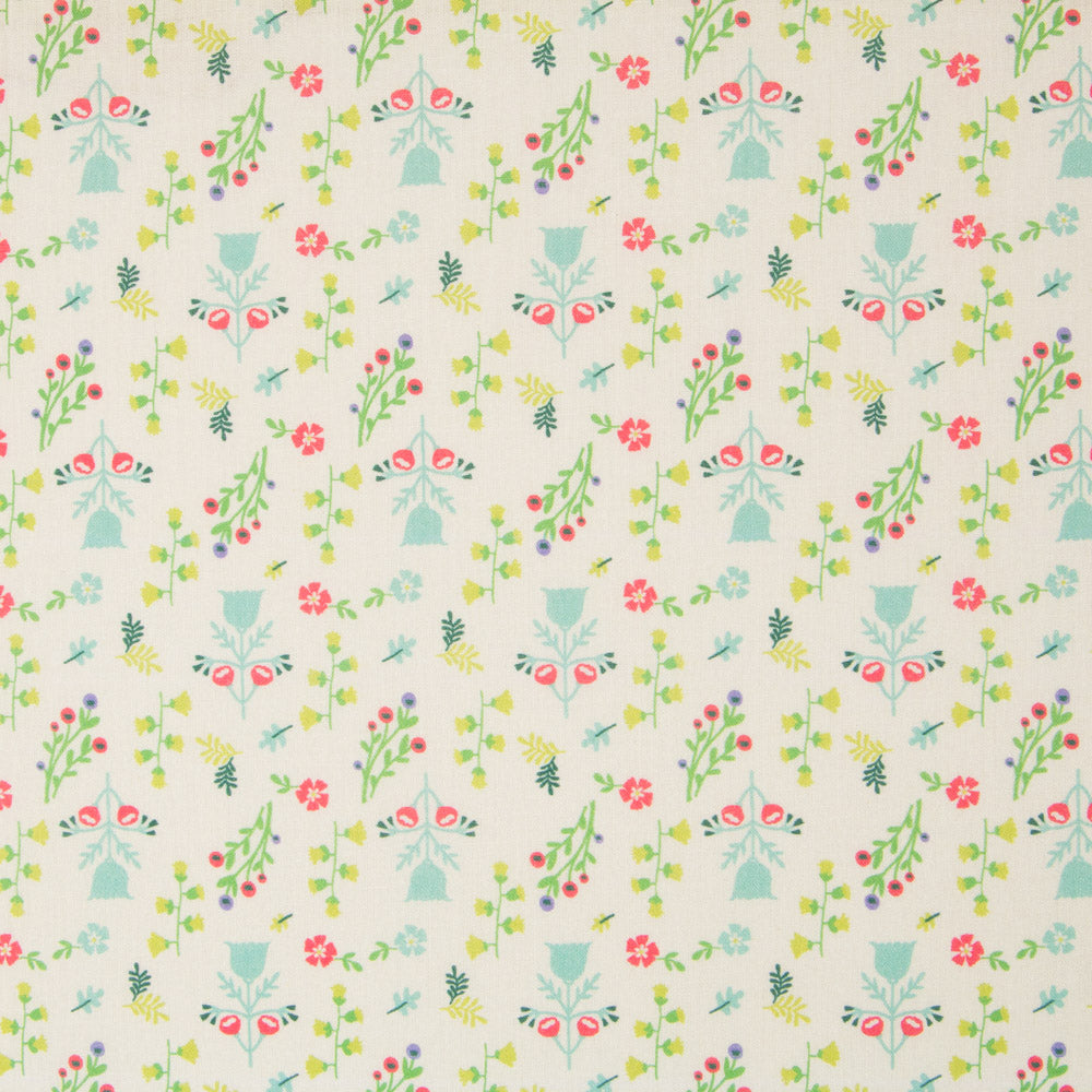 Coton Popeline Bouquets Vert - Ribes y Casals