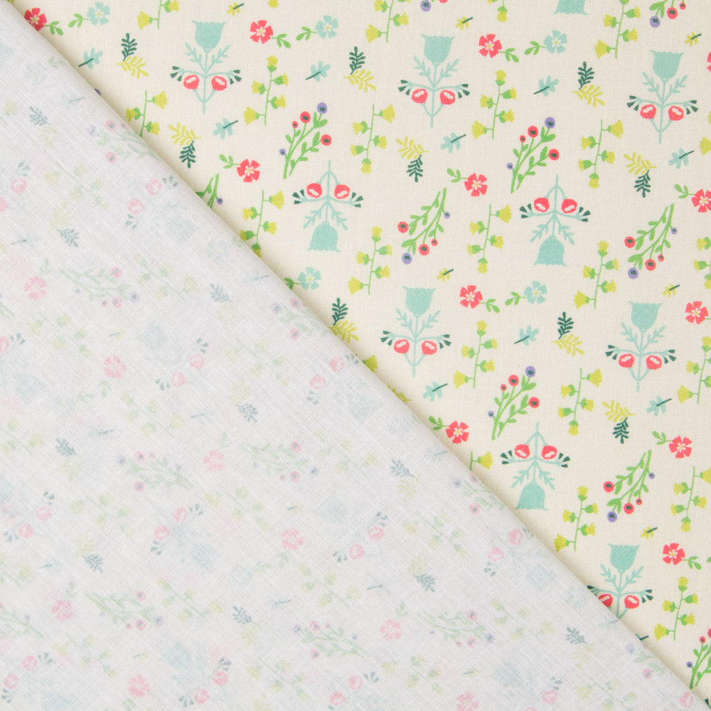 Coton Popeline Bouquets Vert - Ribes y Casals