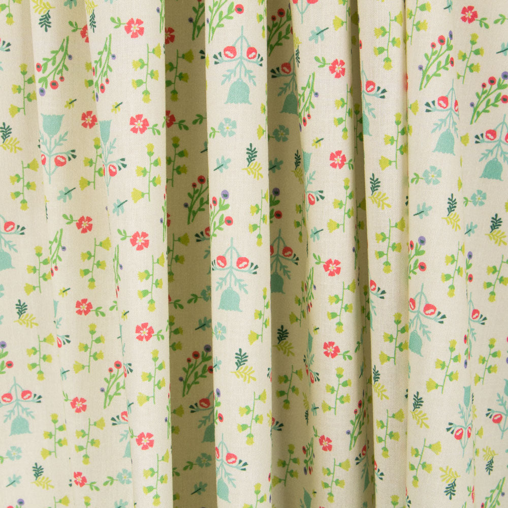 Coton Popeline Bouquets Vert - Ribes y Casals