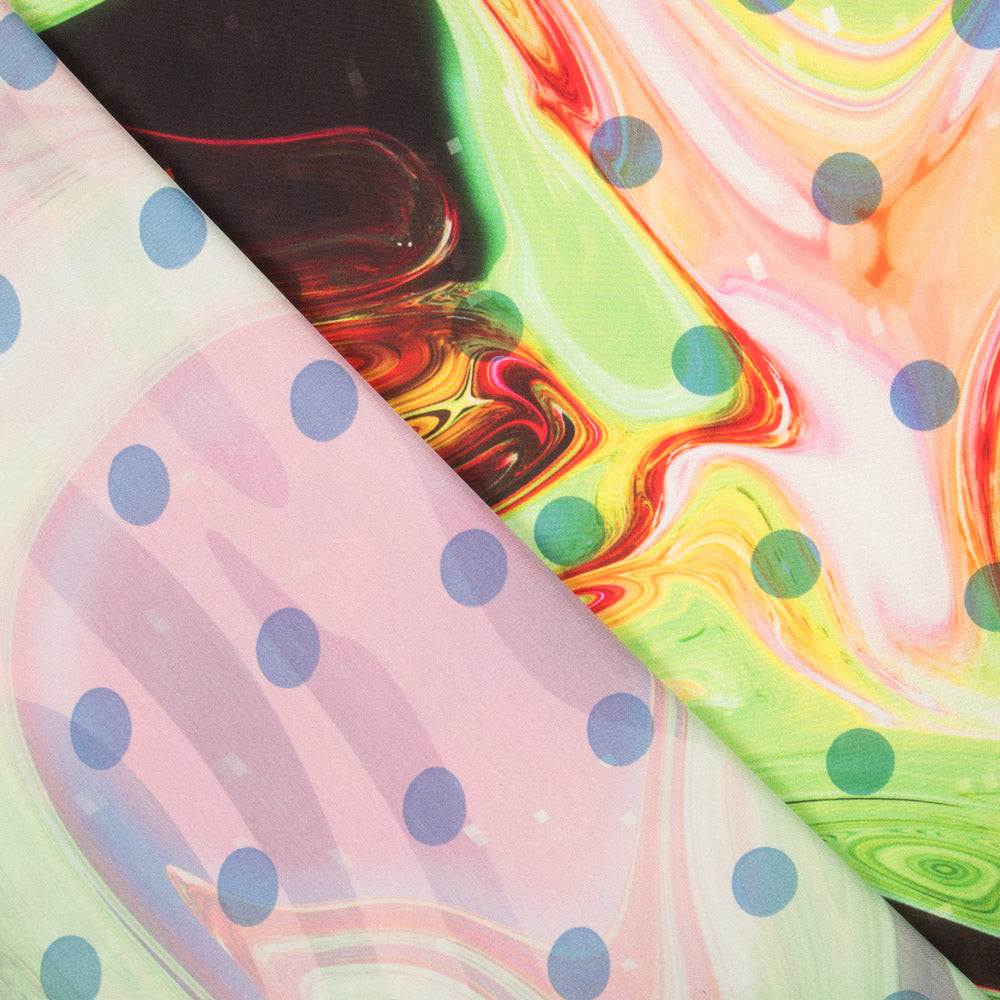 Satin Ondulant Pois Vert - Ribes y Casals