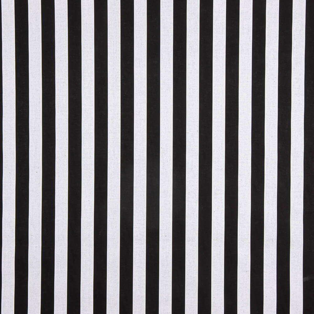 Popeline déperlante rayée Blanc Noir - Ribes y Casals