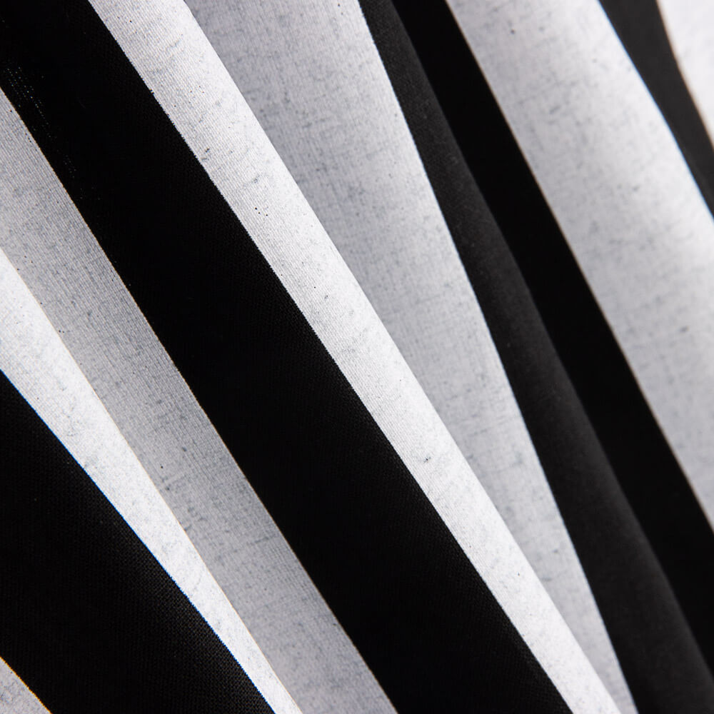 Popeline déperlante rayée Blanc Noir - Ribes y Casals