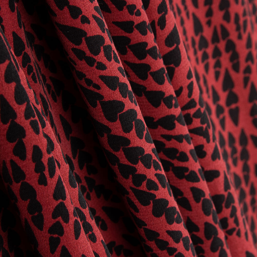 Viscose Imprimé Coeurs Noirs - Ribes y Casals