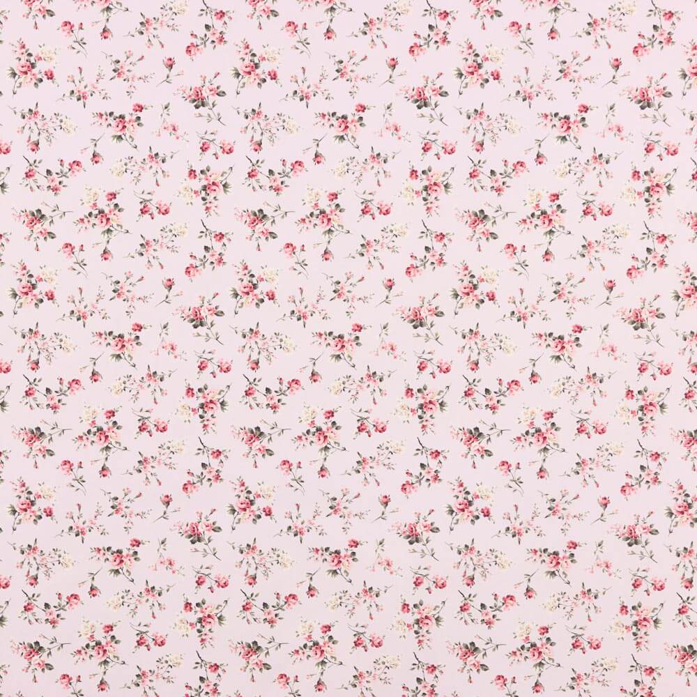 Popeline Draps Fleurs Rose Clair - Ribes y Casals